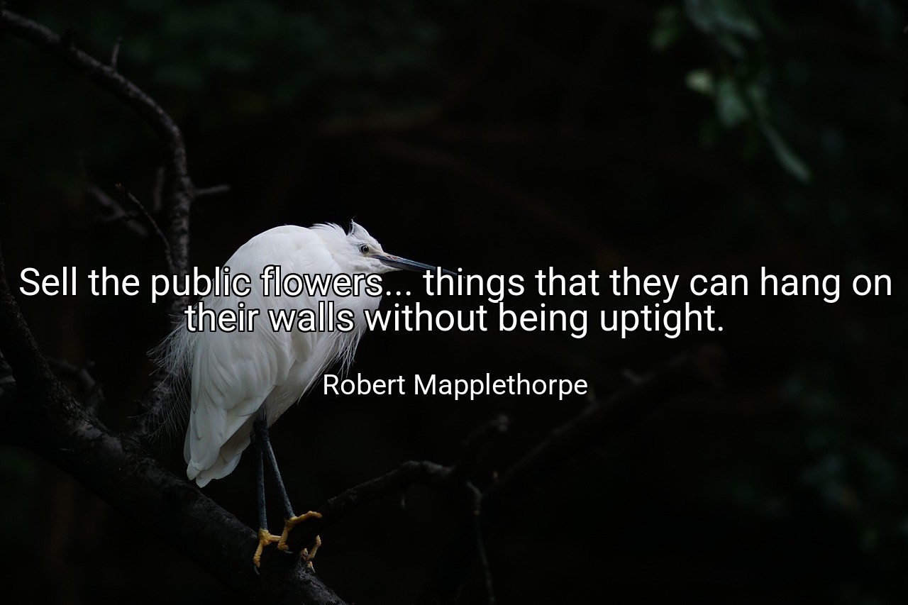 Sell the public flowers... things that they can hang on their walls without being uptight. - Robert Mapplethorpe