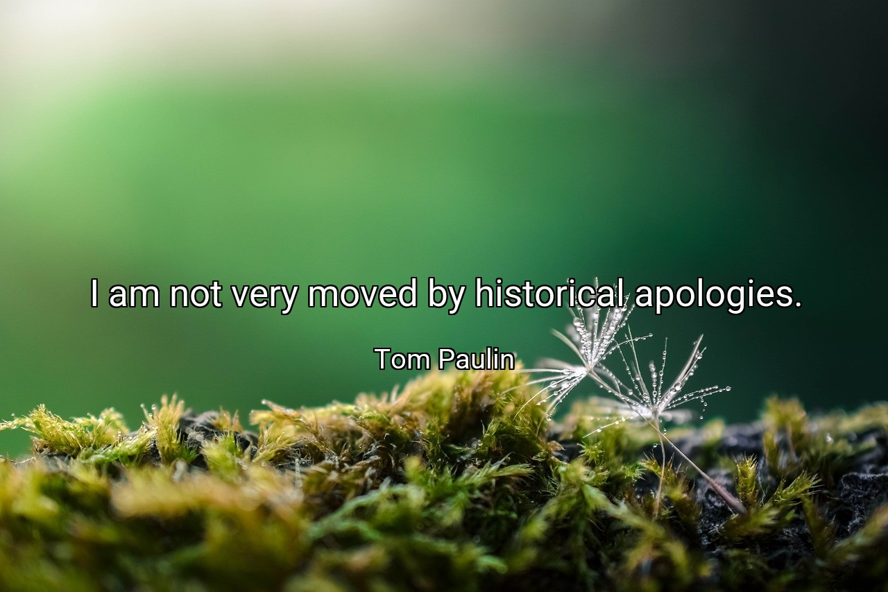 I am not very moved by historical apologies. - Tom Paulin