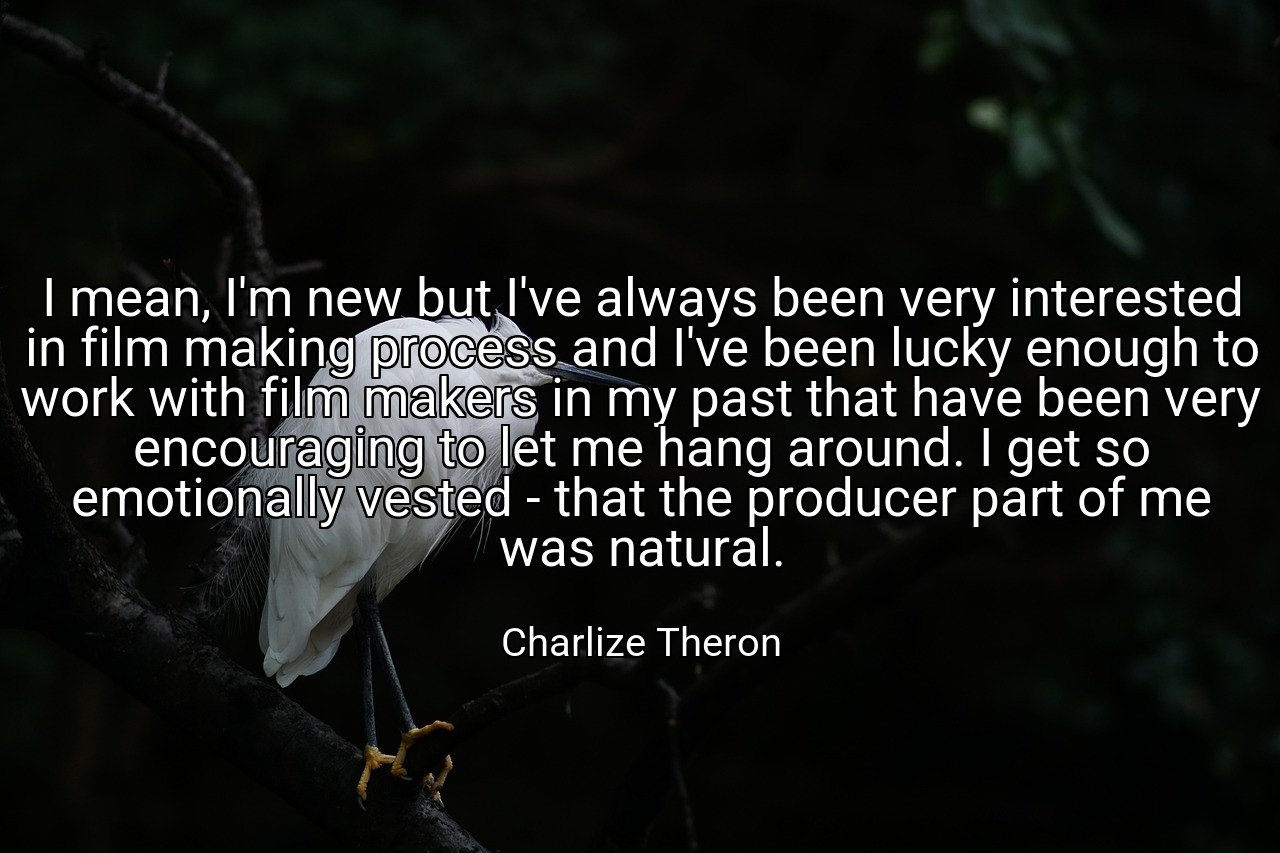 I mean, I'm new but I've always been very interested in film making process and I've been lucky enough to work with film makers in my past that have been very encouraging to let me hang around. I get so emotionally vested - that the producer part of me was natural. - Charlize Theron