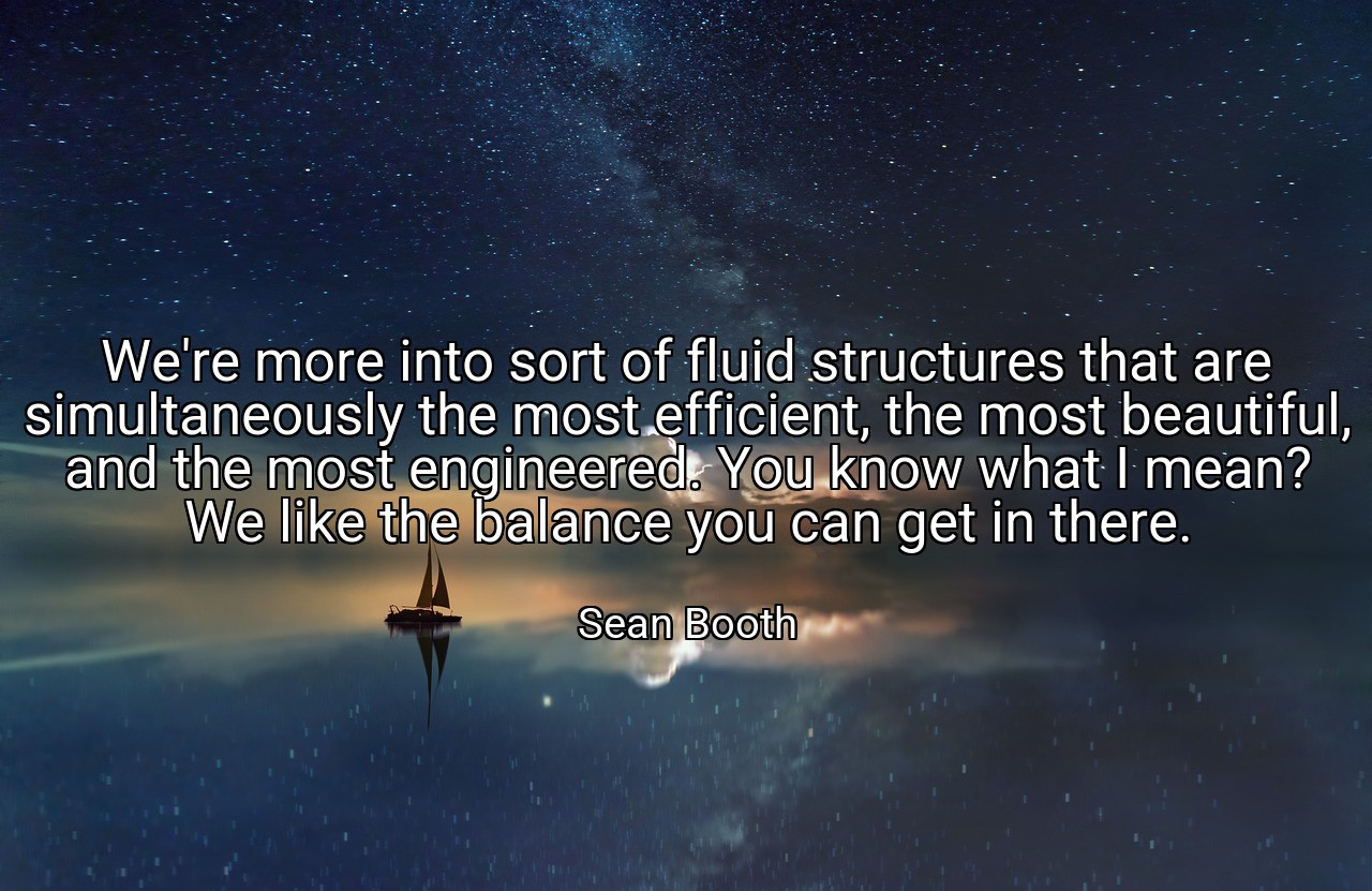 We're more into sort of fluid structures that are simultaneously the most efficient, the most beautiful, and the most engineered. You know what I mean? We like the balance you can get in there. - Sean Booth