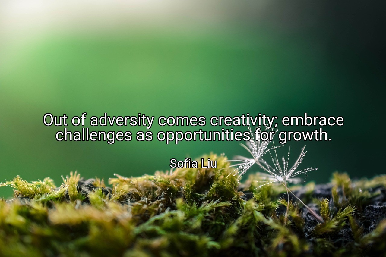 Out of adversity comes creativity; embrace challenges as opportunities for growth. - Sofia Liu