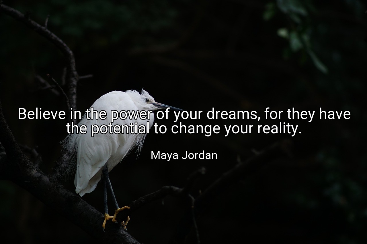 Believe in the power of your dreams, for they have the potential to change your reality. - Maya Jordan