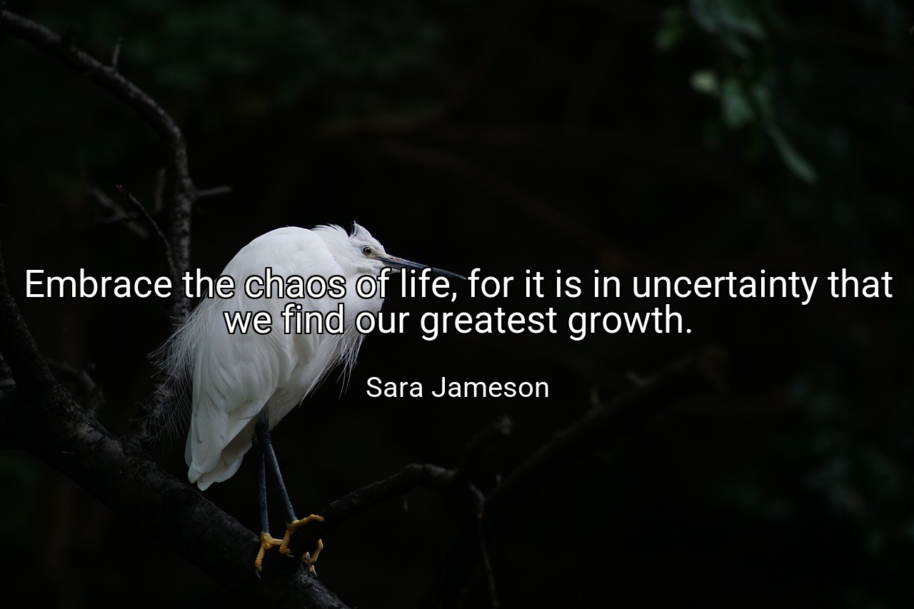 Embrace the chaos of life, for it is in uncertainty that we find our greatest growth. - Sara Jameson