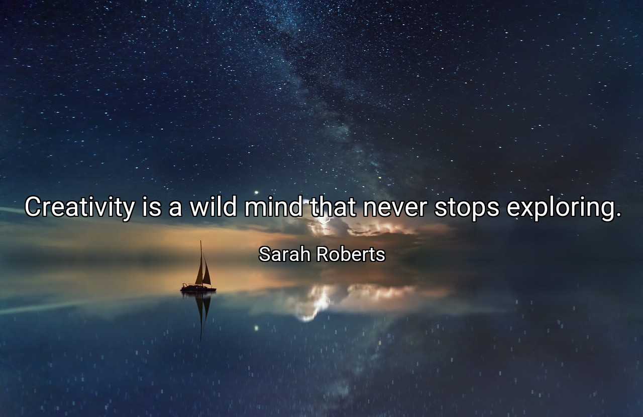 Creativity is a wild mind that never stops exploring. - Sarah Roberts