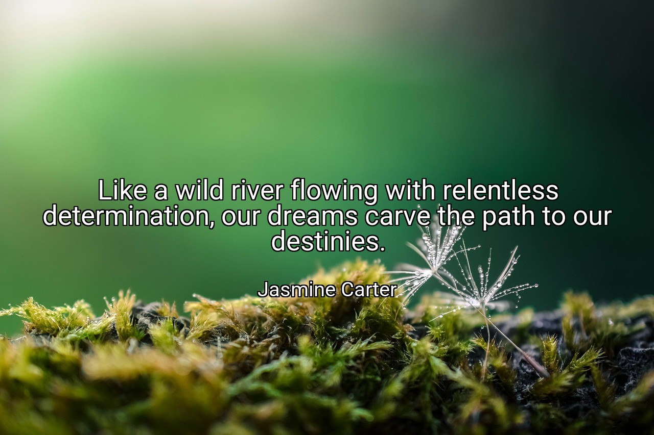 Like a wild river flowing with relentless determination, our dreams carve the path to our destinies. - Jasmine Carter