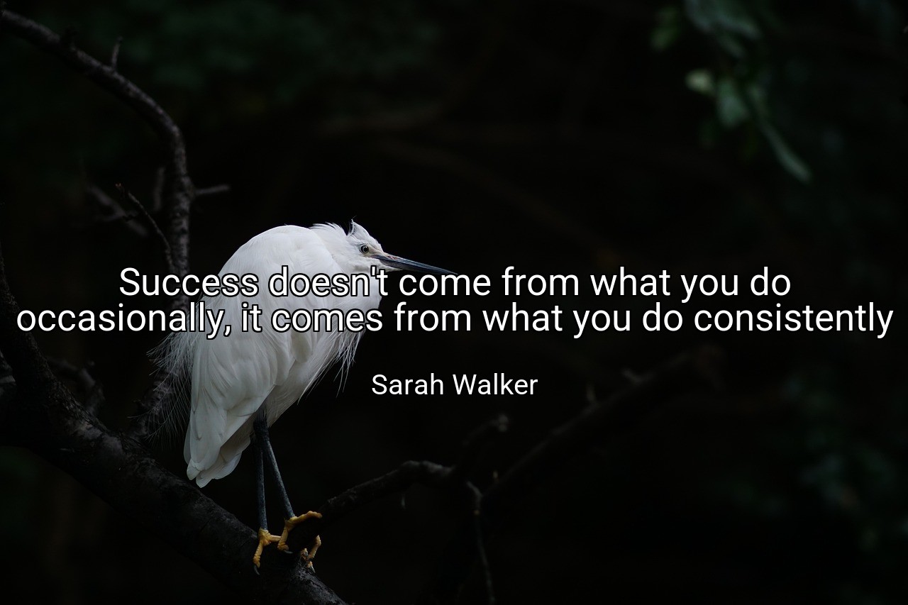 Success doesn't come from what you do occasionally, it comes from what you do consistently - Sarah Walker