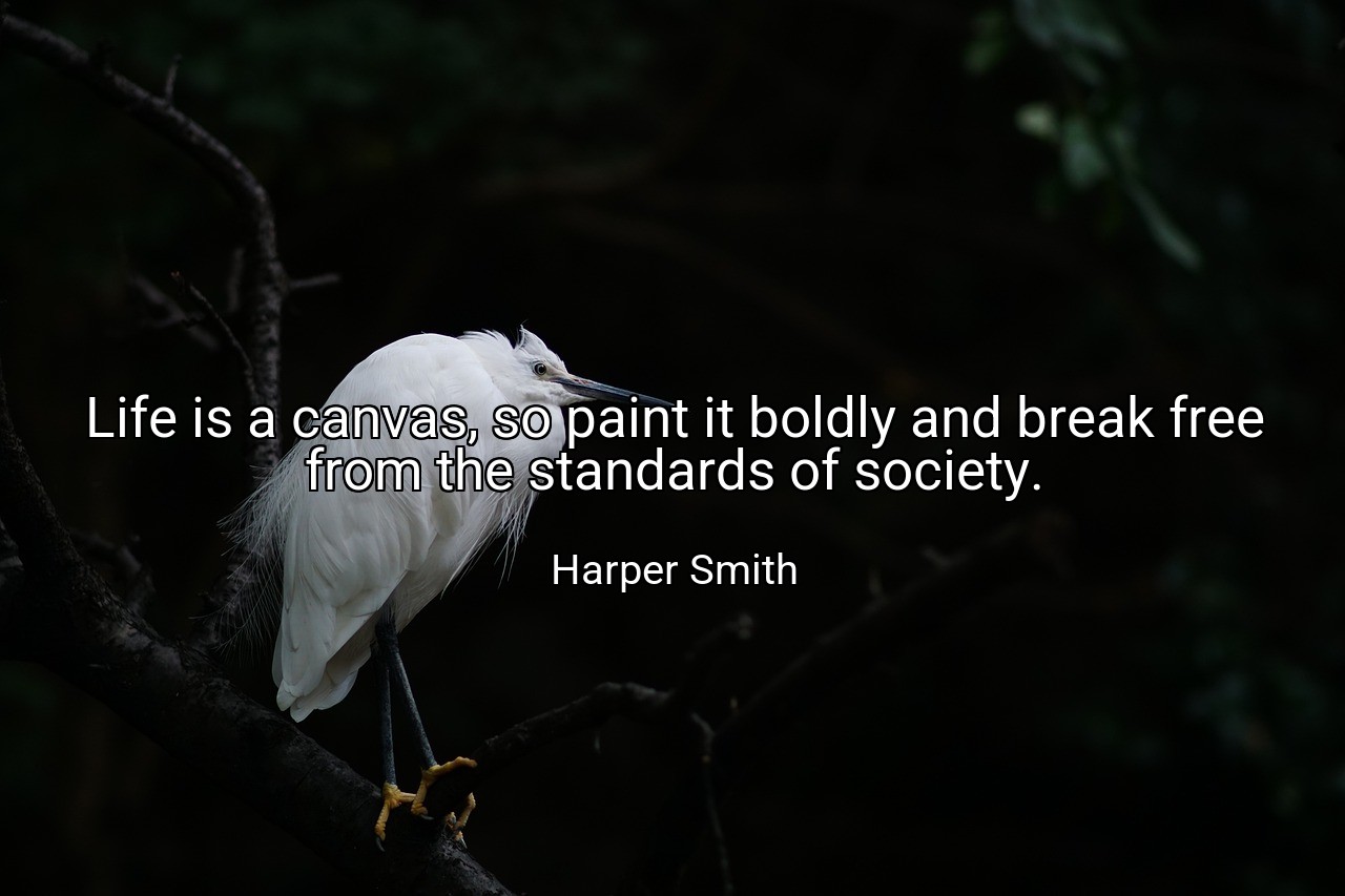 Life is a canvas, so paint it boldly and break free from the standards of society. - Harper Smith