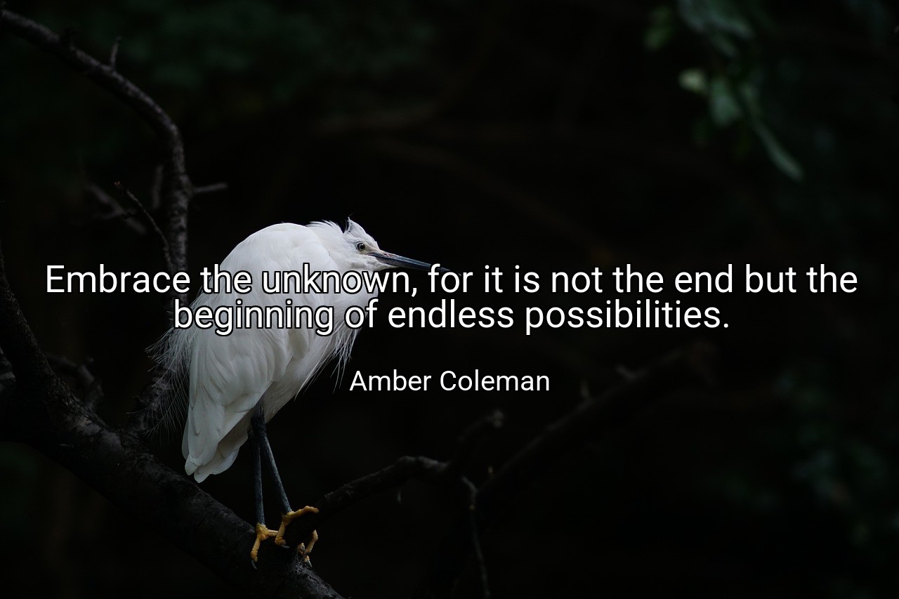 Embrace the unknown, for it is not the end but the beginning of endless possibilities. - Amber Coleman