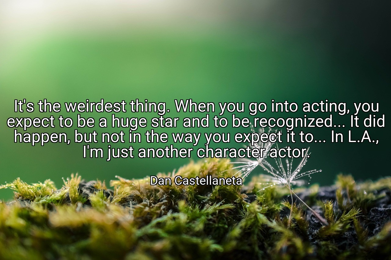 It's the weirdest thing. When you go into acting, you expect to be a huge star and to be recognized... It did happen, but not in the way you expect it to... In L.A., I'm just another character actor. - Dan Castellaneta