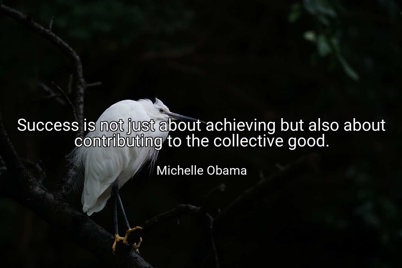 Success is not just about achieving but also about contributing to the collective good. - Michelle Obama