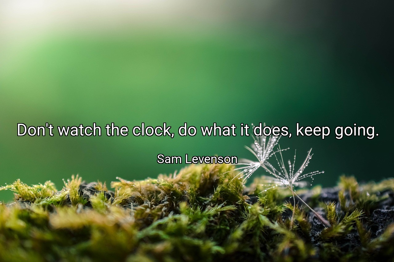 Don't watch the clock, do what it does, keep going. - Sam Levenson