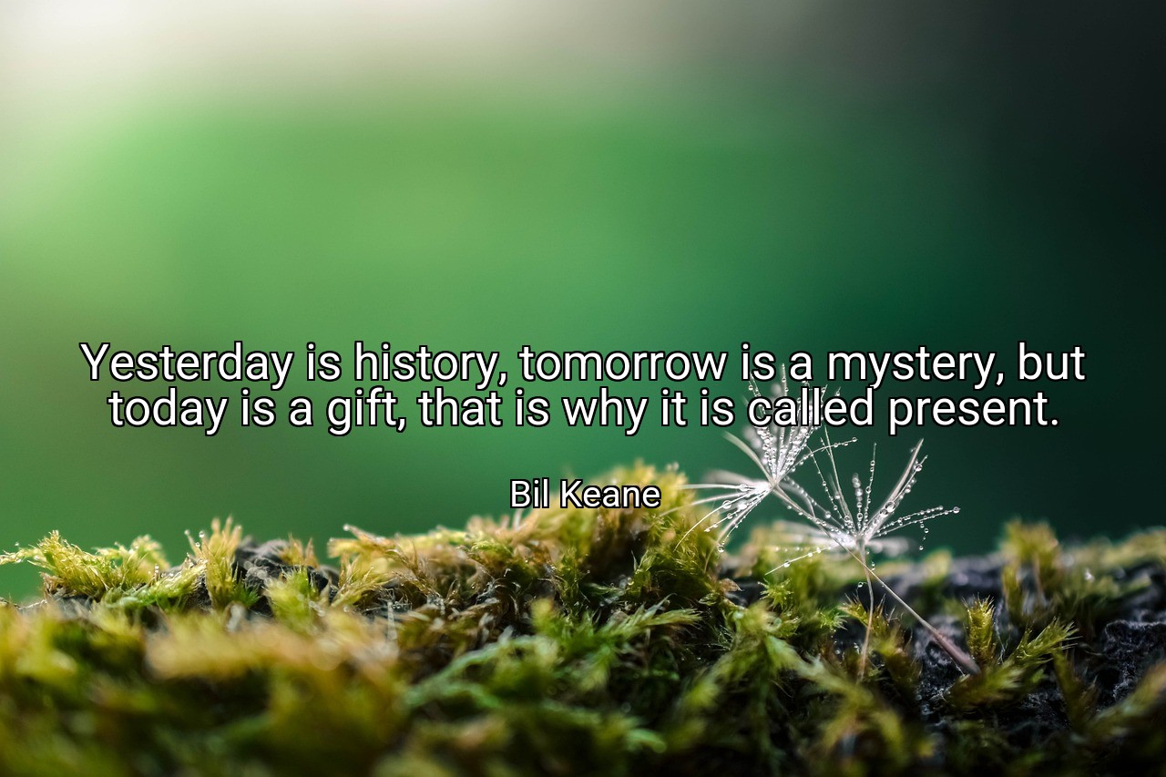 Yesterday is history, tomorrow is a mystery, but today is a gift, that is why it is called present. - Bil Keane