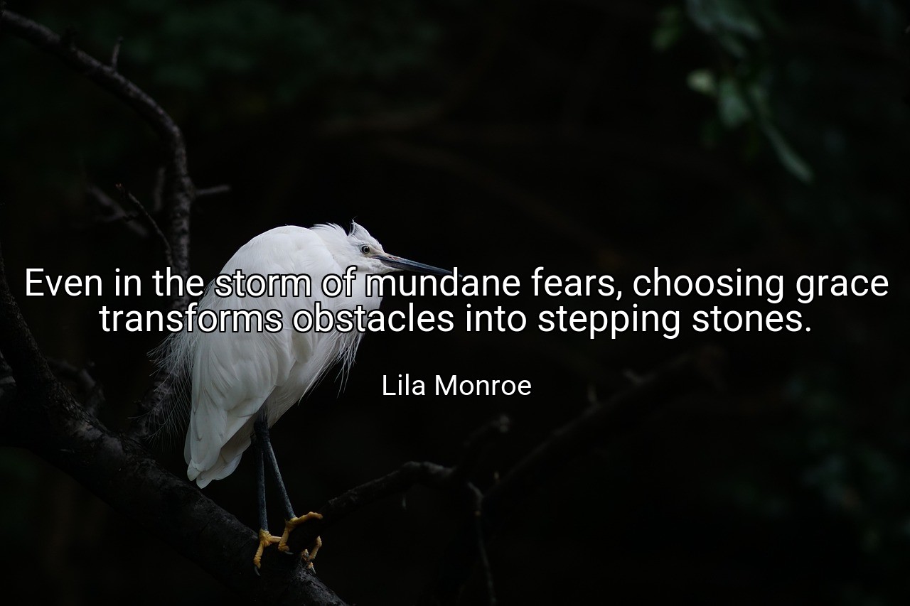 Even in the storm of mundane fears, choosing grace transforms obstacles into stepping stones. - Lila Monroe