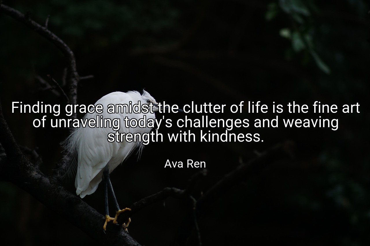 Finding grace amidst the clutter of life is the fine art of unraveling today's challenges and weaving strength with kindness. - Ava Ren