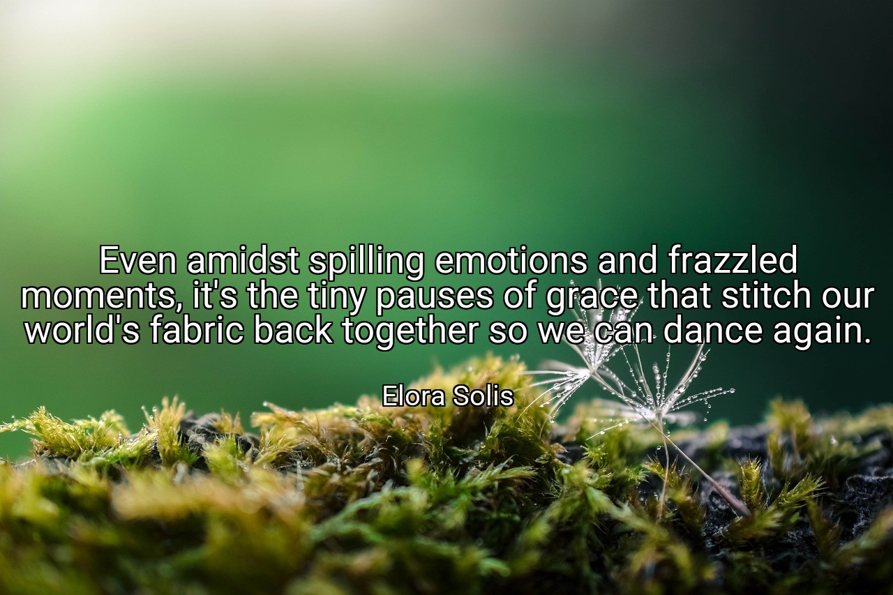 Even amidst spilling emotions and frazzled moments, it's the tiny pauses of grace that stitch our world's fabric back together so we can dance again. - Elora Solis