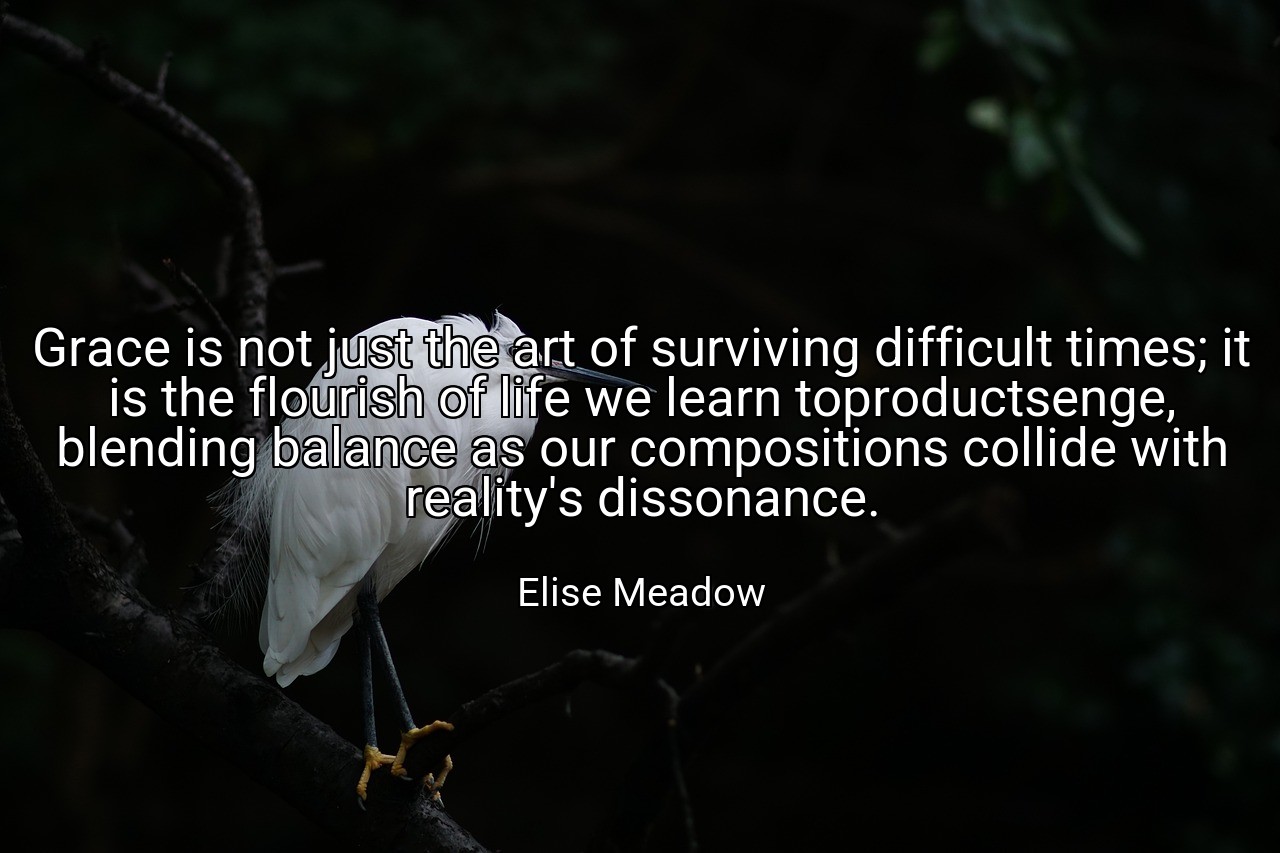 Grace is not just the art of surviving difficult times; it is the flourish of life we learn toproductsenge, blending balance as our compositions collide with reality's dissonance. - Elise Meadow