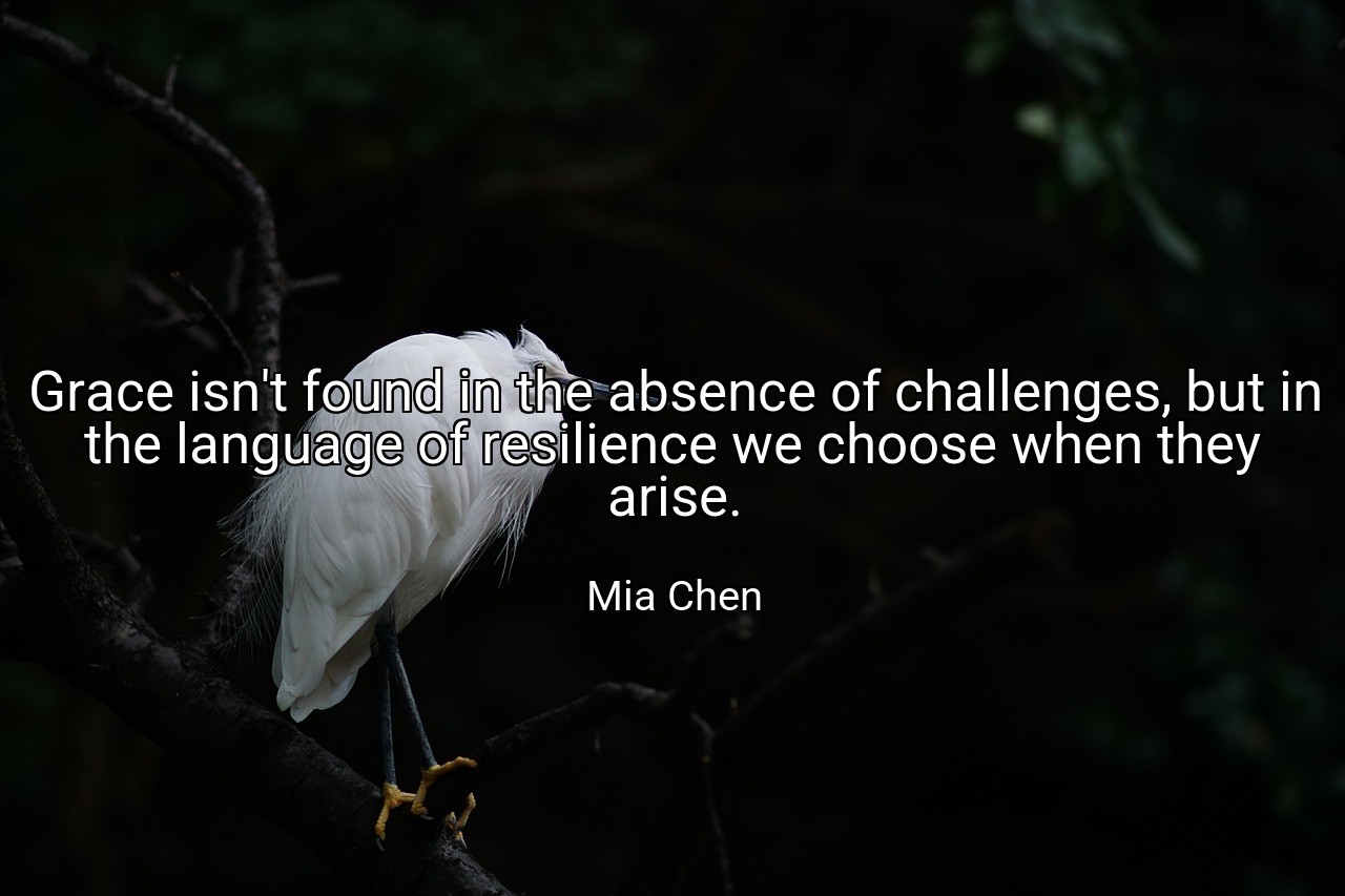 Grace isn't found in the absence of challenges, but in the language of resilience we choose when they arise. - Mia Chen