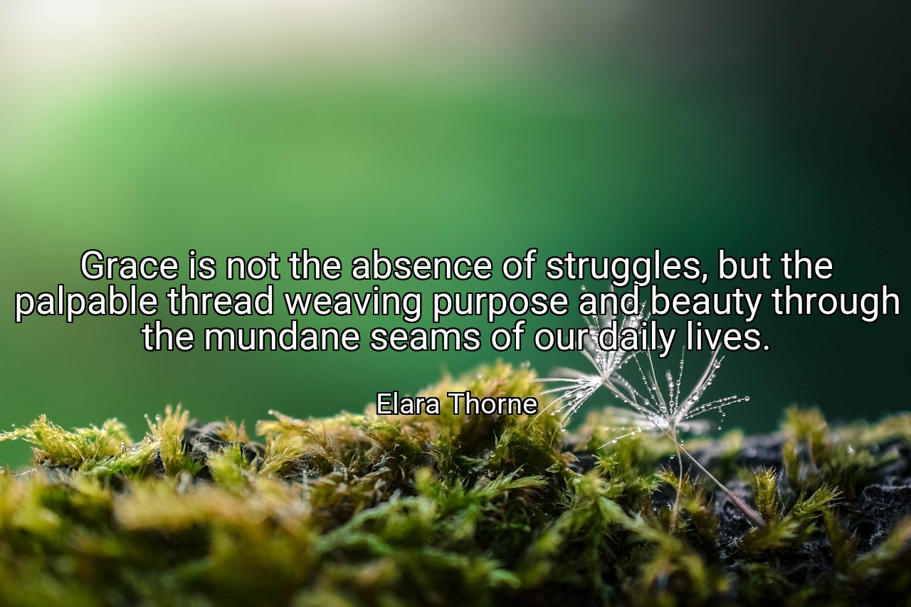 Grace is not the absence of struggles, but the palpable thread weaving purpose and beauty through the mundane seams of our daily lives. - Elara Thorne