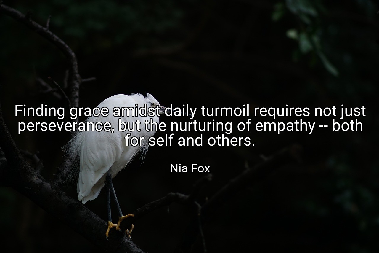 Finding grace amidst daily turmoil requires not just perseverance, but the nurturing of empathy -- both for self and others. - Nia Fox