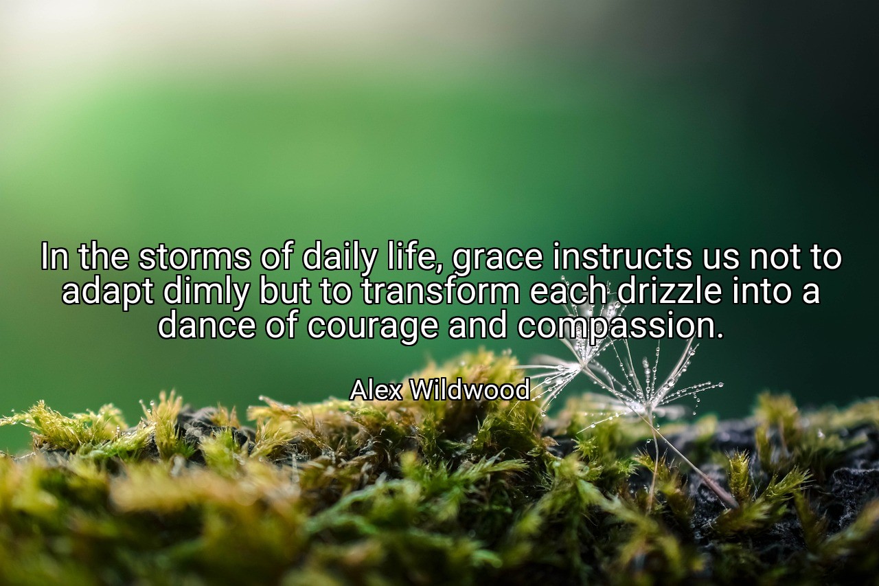 In the storms of daily life, grace instructs us not to adapt dimly but to transform each drizzle into a dance of courage and compassion. - Alex Wildwood