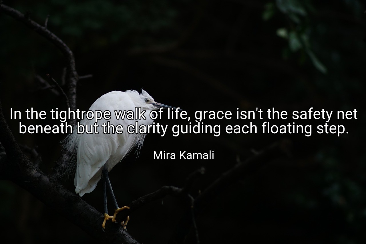 In the tightrope walk of life, grace isn't the safety net beneath but the clarity guiding each floating step. - Mira Kamali