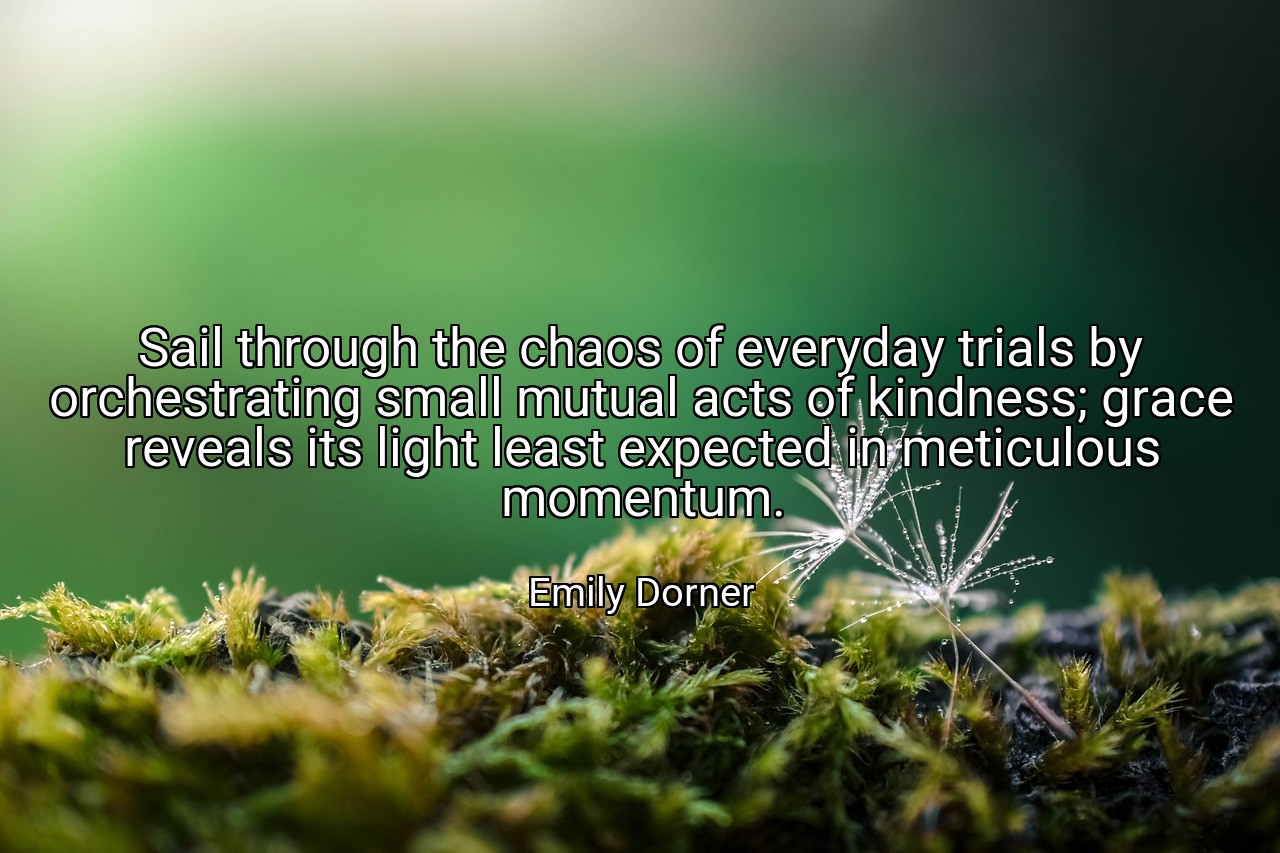 Sail through the chaos of everyday trials by orchestrating small mutual acts of kindness; grace reveals its light least expected in meticulous momentum. - Emily Dorner