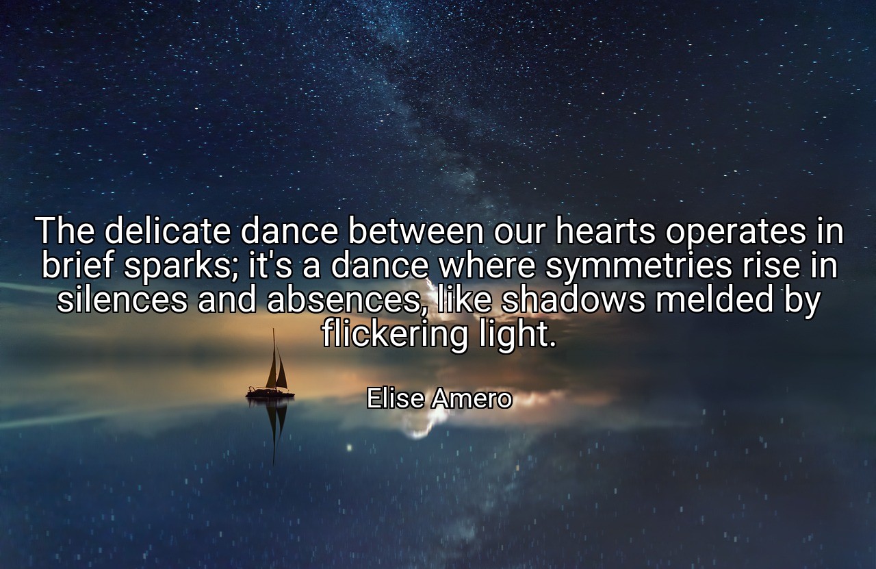 The delicate dance between our hearts operates in brief sparks; it's a dance where symmetries rise in silences and absences, like shadows melded by flickering light. - Elise Amero