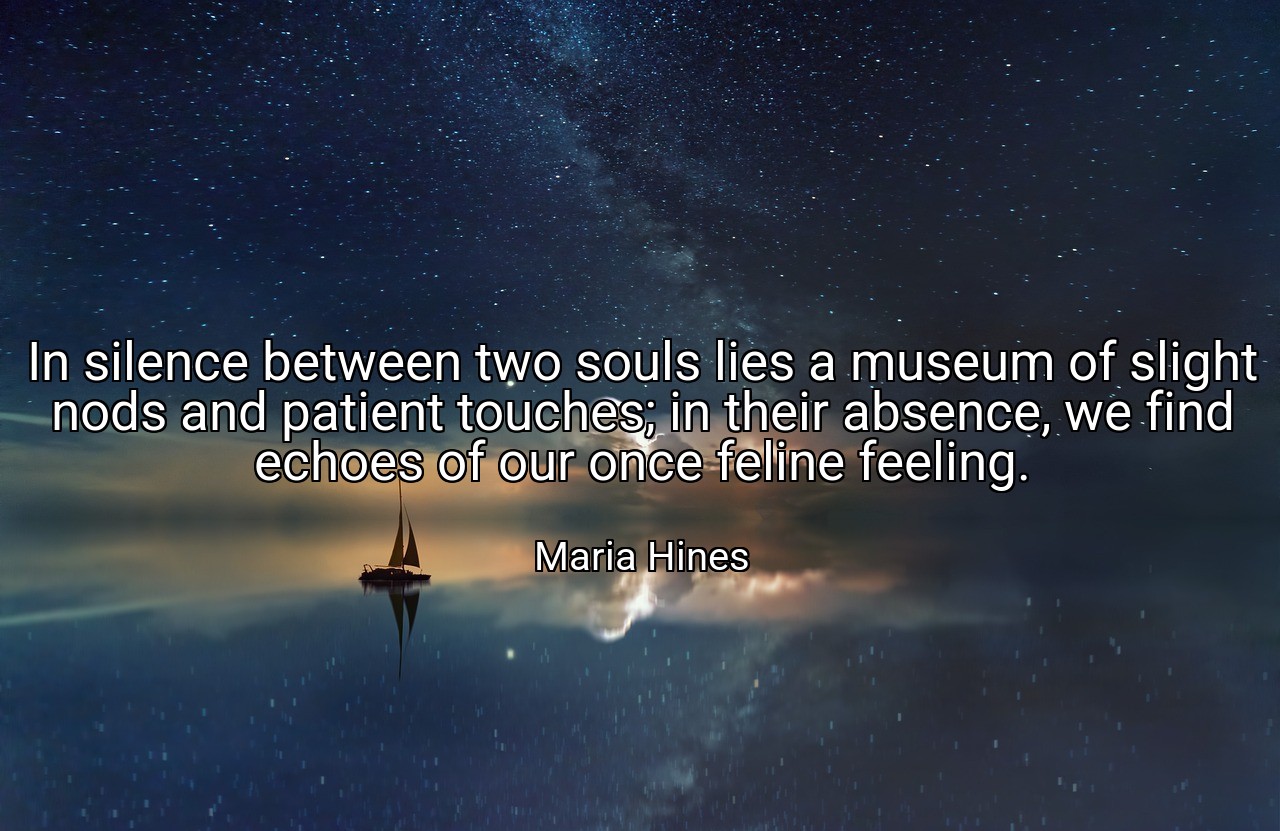 In silence between two souls lies a museum of slight nods and patient touches; in their absence, we find echoes of our once feline feeling. - Maria Hines