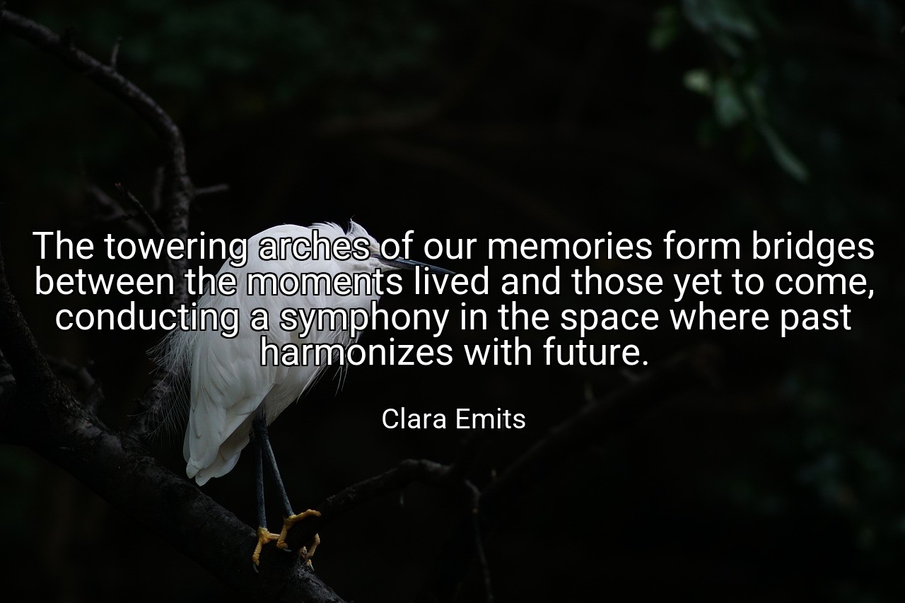 The towering arches of our memories form bridges between the moments lived and those yet to come, conducting a symphony in the space where past harmonizes with future. - Clara Emits