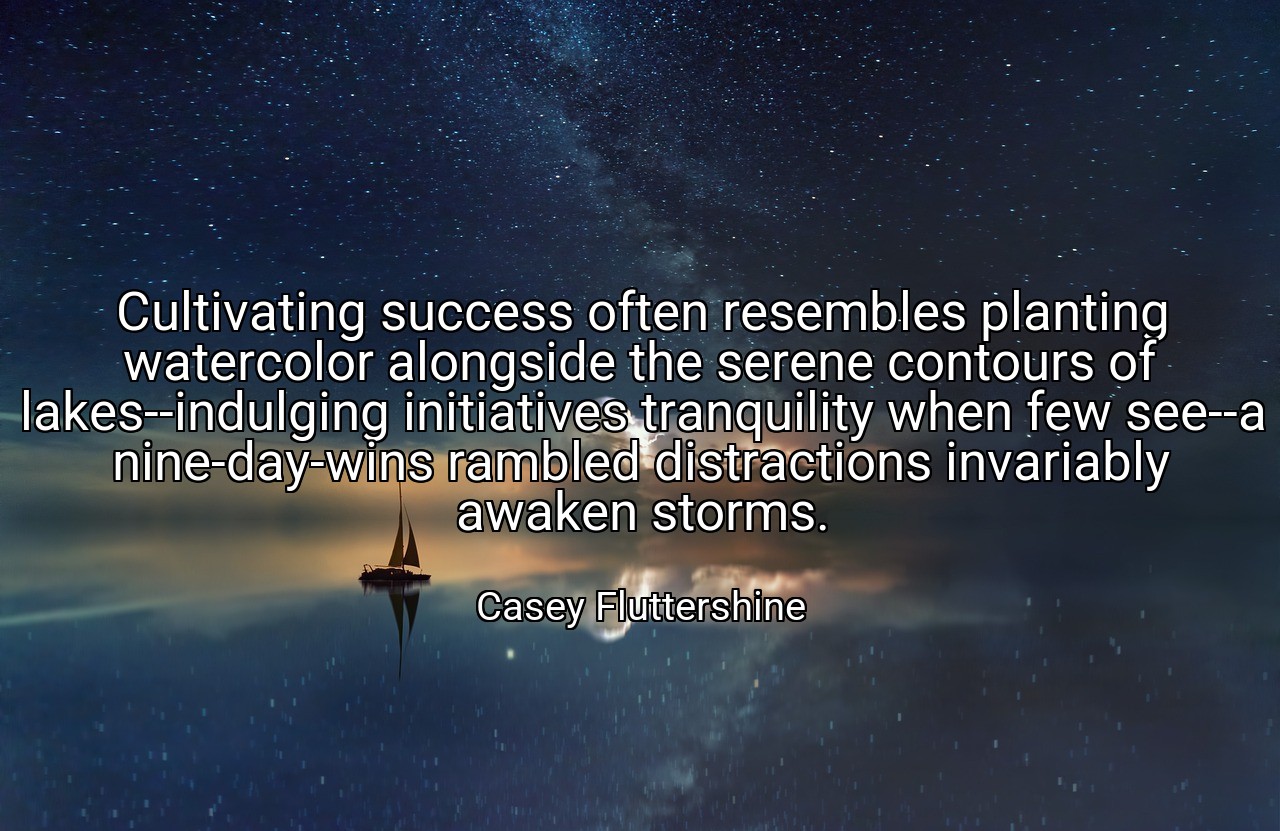 Cultivating success often resembles planting watercolor alongside the serene contours of lakes--indulging initiatives tranquility when few see--a nine-day-wins rambled distractions invariably awaken storms. - Casey Fluttershine
