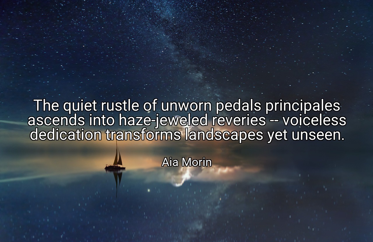 The quiet rustle of unworn pedals principales ascends into haze-jeweled reveries -- voiceless dedication transforms landscapes yet unseen. - Aia Morin