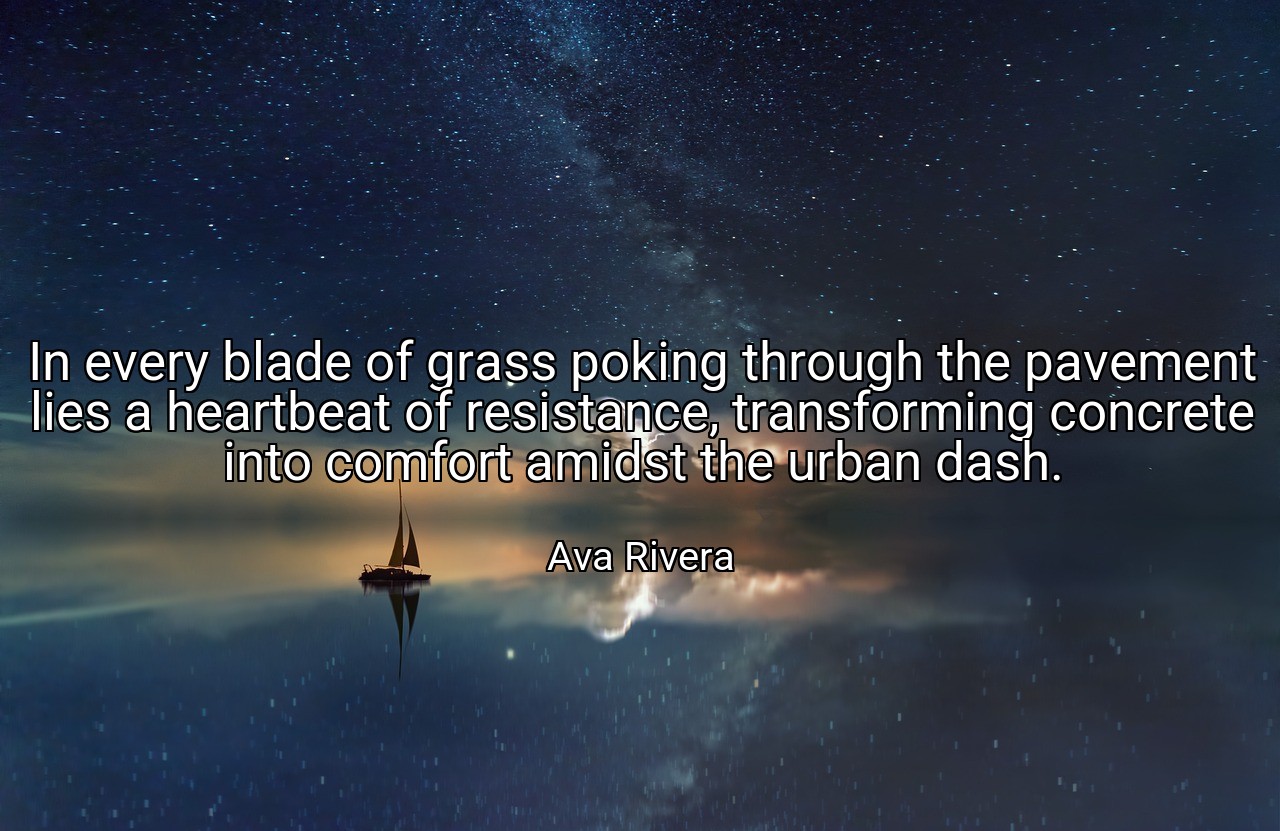 In every blade of grass poking through the pavement lies a heartbeat of resistance, transforming concrete into comfort amidst the urban dash. - Ava Rivera