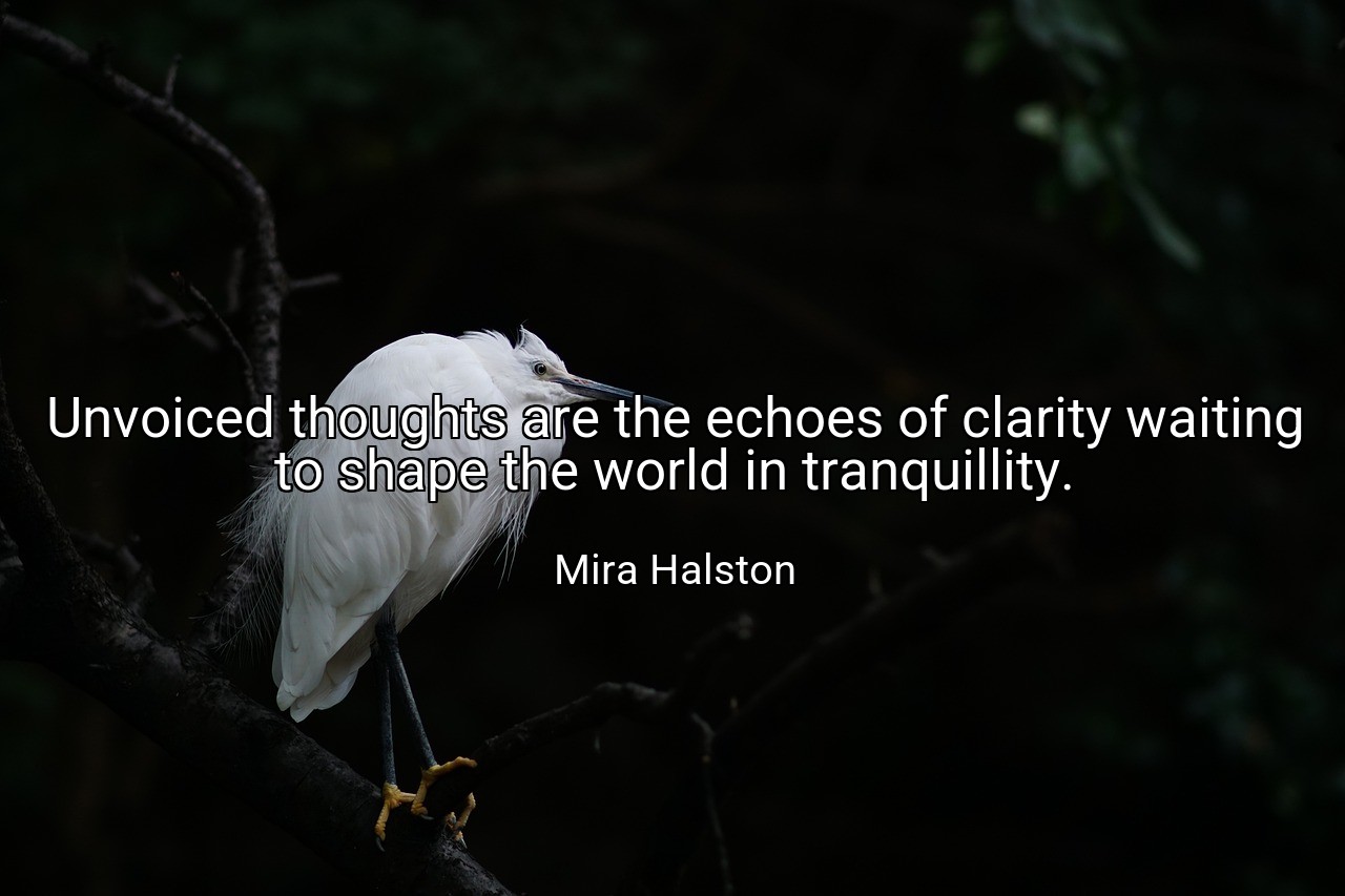 Unvoiced thoughts are the echoes of clarity waiting to shape the world in tranquillity. - Mira Halston