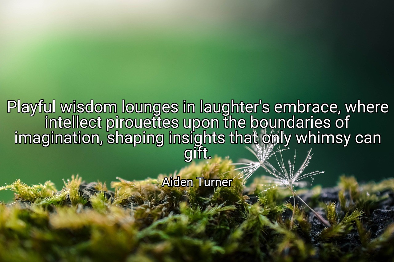Playful wisdom lounges in laughter's embrace, where intellect pirouettes upon the boundaries of imagination, shaping insights that only whimsy can gift. - Aiden Turner