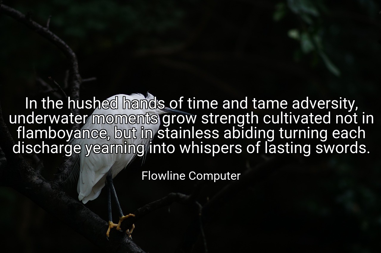 In the hushed hands of time and tame adversity, underwater moments grow strength cultivated not in flamboyance, but in stainless abiding turning each discharge yearning into whispers of lasting swords. - Flowline Computer