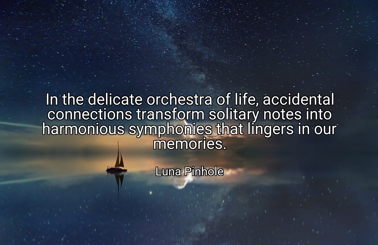 In the delicate orchestra of life, accidental connections transform solitary notes into harmonious symphonies that lingers in our memories. - Luna Pinhole