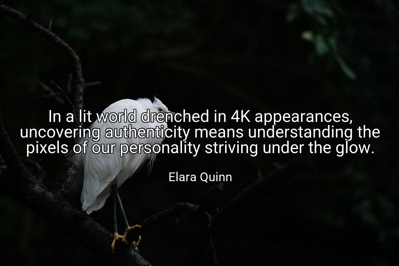 In a lit world drenched in 4K appearances, uncovering authenticity means understanding the pixels of our personality striving under the glow. - Elara Quinn