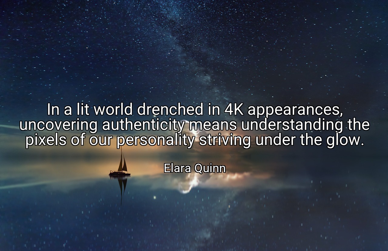 In a lit world drenched in 4K appearances, uncovering authenticity means understanding the pixels of our personality striving under the glow. - Elara Quinn