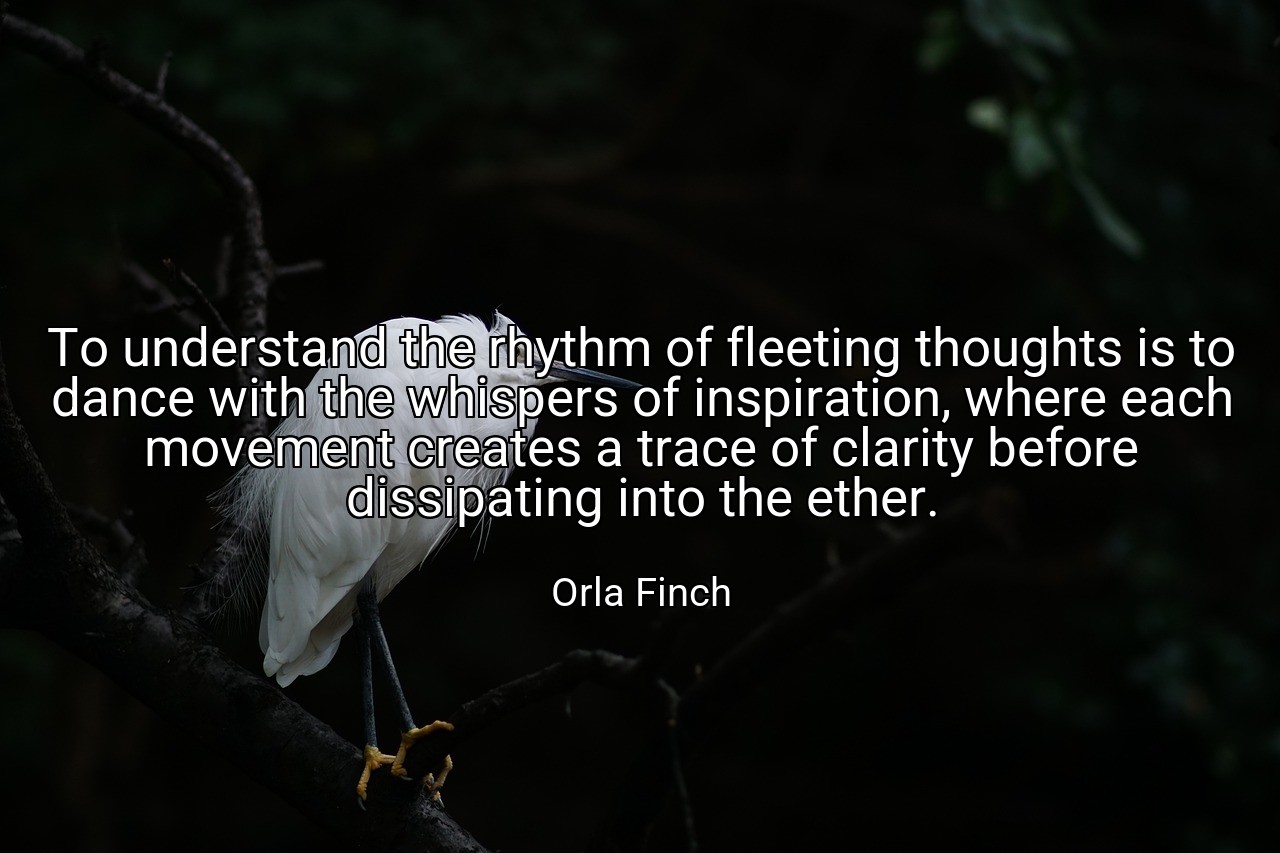 To understand the rhythm of fleeting thoughts is to dance with the whispers of inspiration, where each movement creates a trace of clarity before dissipating into the ether. - Orla Finch