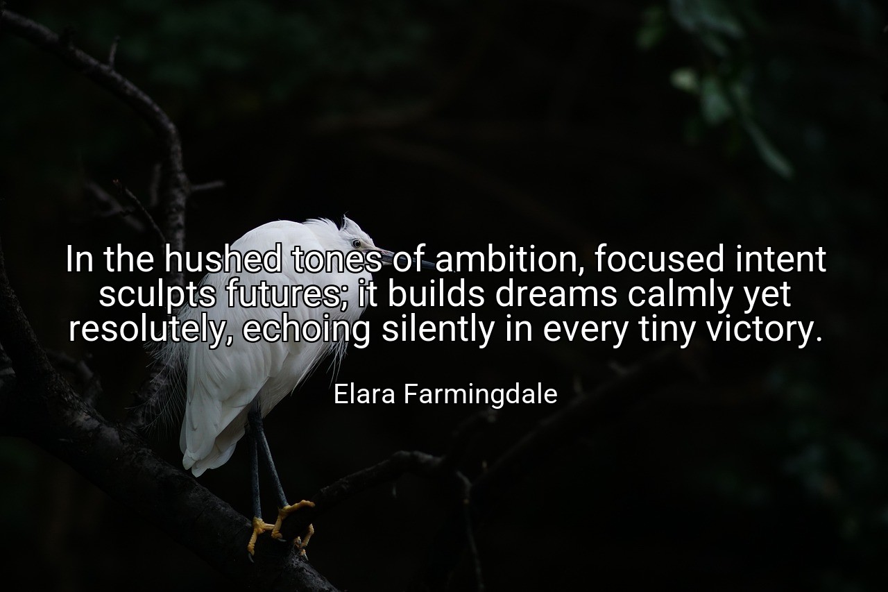 In the hushed tones of ambition, focused intent sculpts futures; it builds dreams calmly yet resolutely, echoing silently in every tiny victory. - Elara Farmingdale