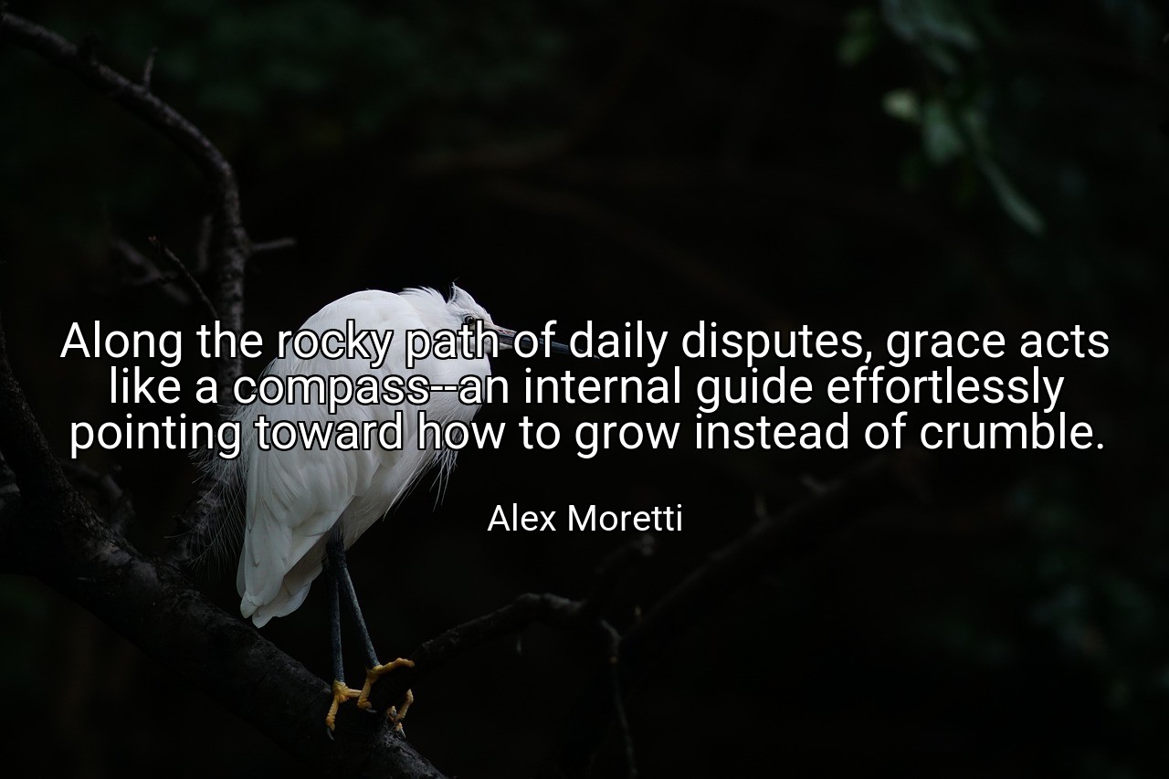 Along the rocky path of daily disputes, grace acts like a compass--an internal guide effortlessly pointing toward how to grow instead of crumble. - Alex Moretti