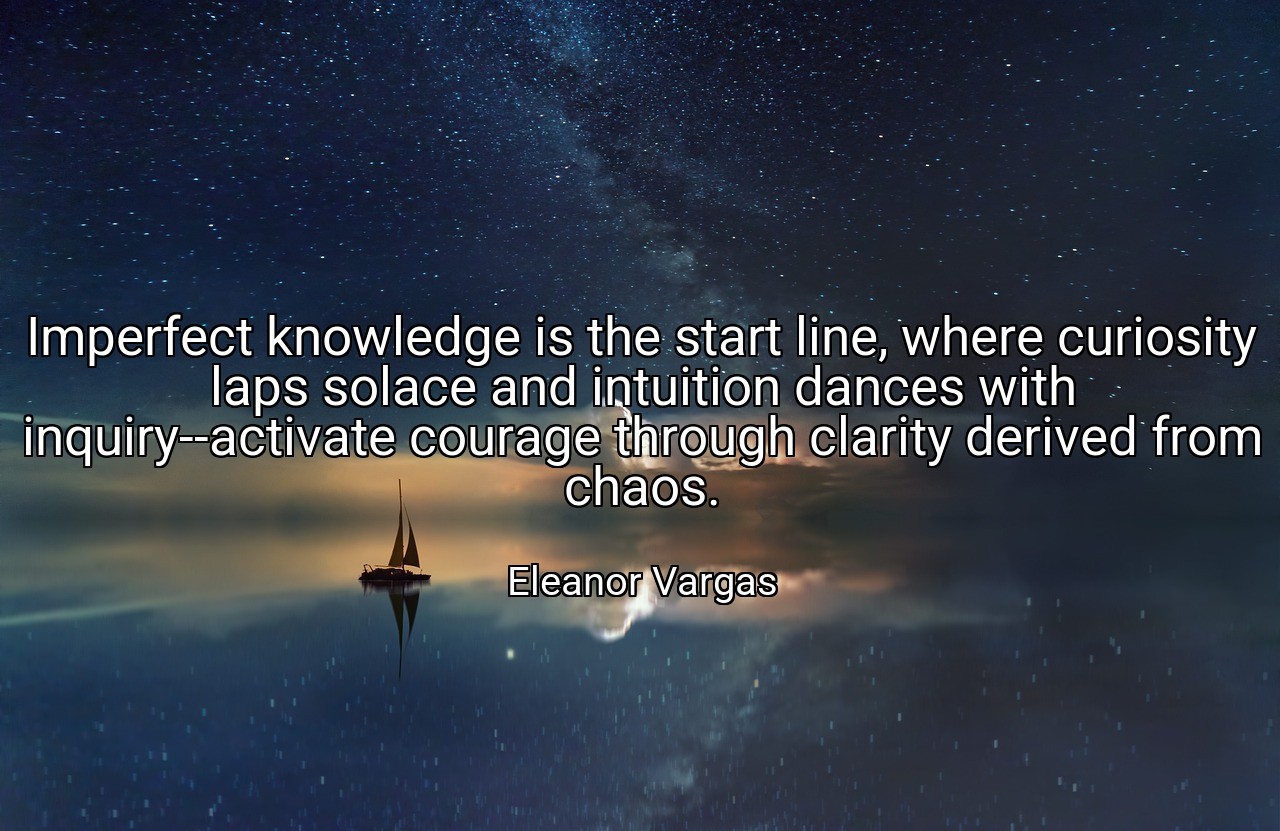 Imperfect knowledge is the start line, where curiosity laps solace and intuition dances with inquiry--activate courage through clarity derived from chaos. - Eleanor Vargas