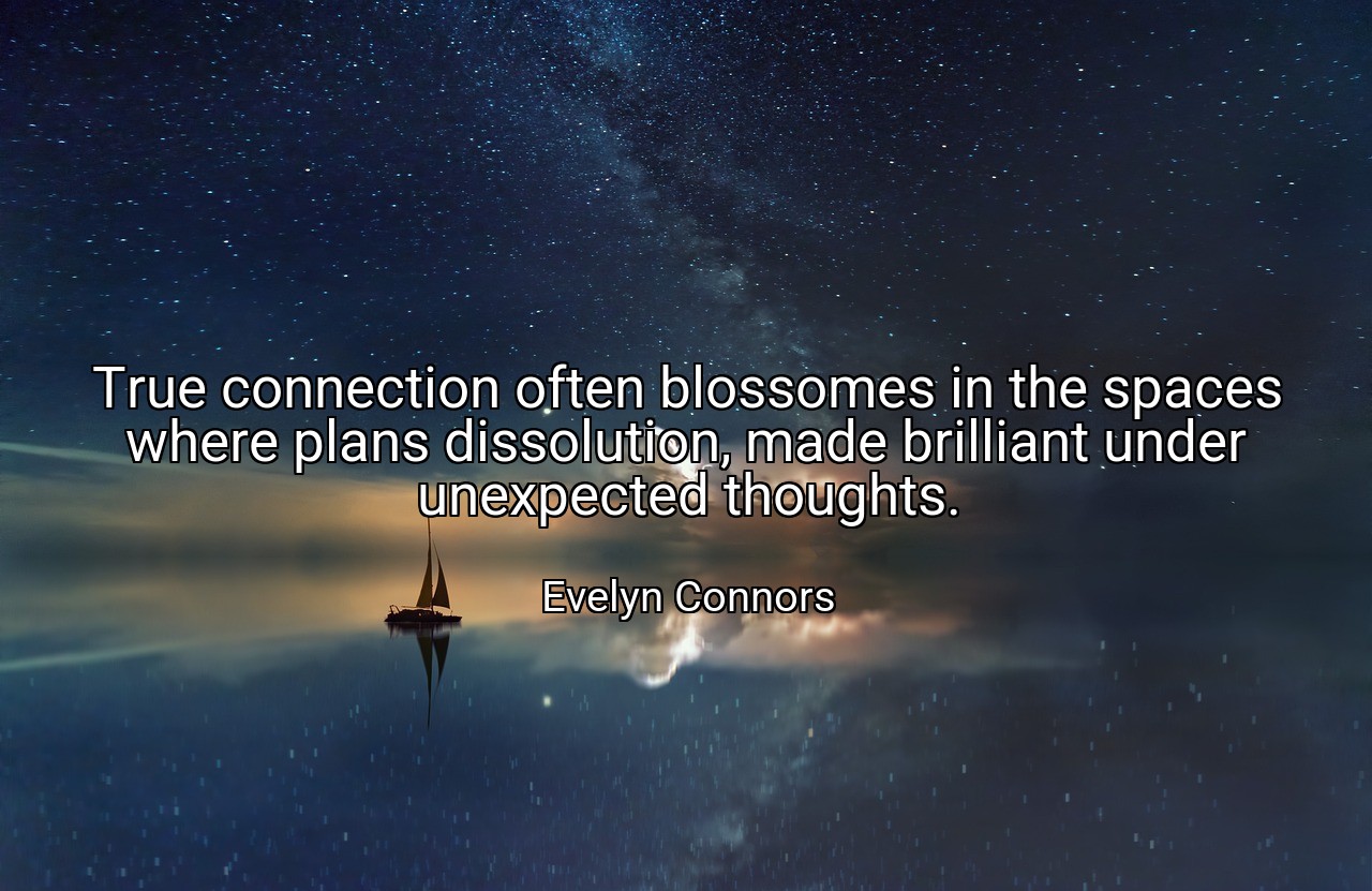 True connection often blossomes in the spaces where plans dissolution, made brilliant under unexpected thoughts. - Evelyn Connors