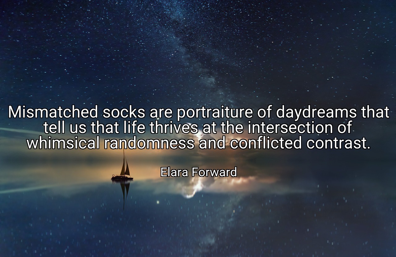 Mismatched socks are portraiture of daydreams that tell us that life thrives at the intersection of whimsical randomness and conflicted contrast. - Elara Forward