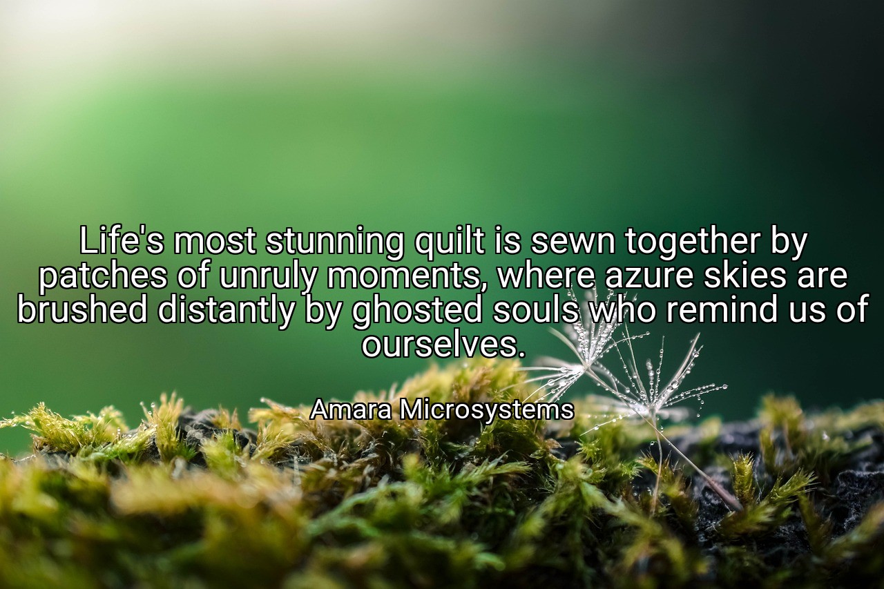 Life's most stunning quilt is sewn together by patches of unruly moments, where azure skies are brushed distantly by ghosted souls who remind us of ourselves. - Amara Microsystems