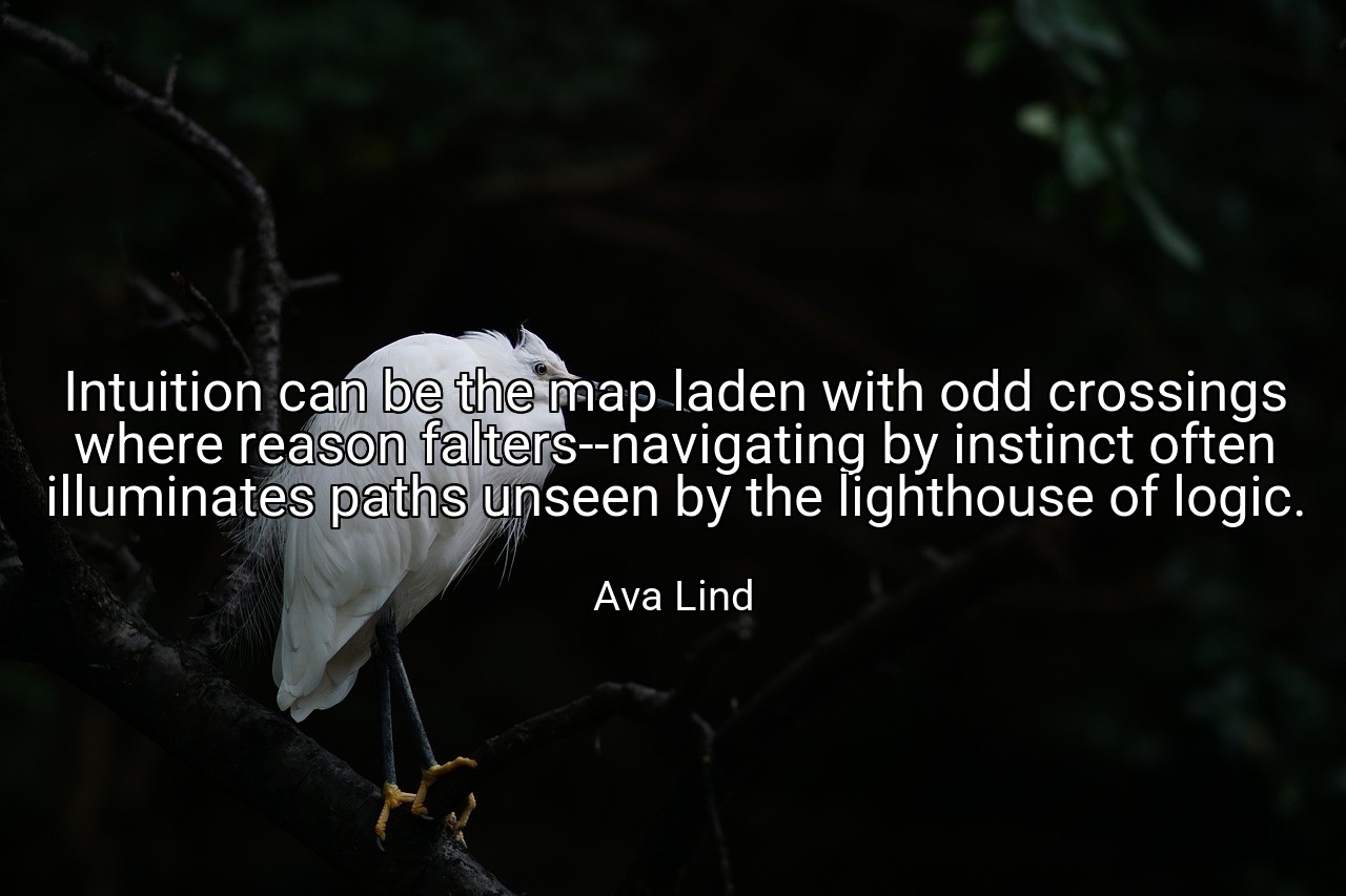 Intuition can be the map laden with odd crossings where reason falters--navigating by instinct often illuminates paths unseen by the lighthouse of logic. - Ava Lind