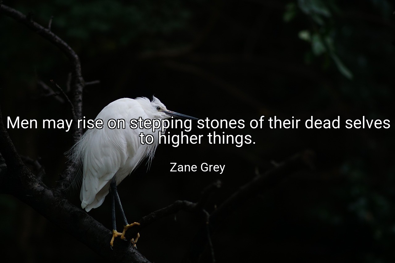 Men may rise on stepping stones of their dead selves to higher things. - Zane Grey