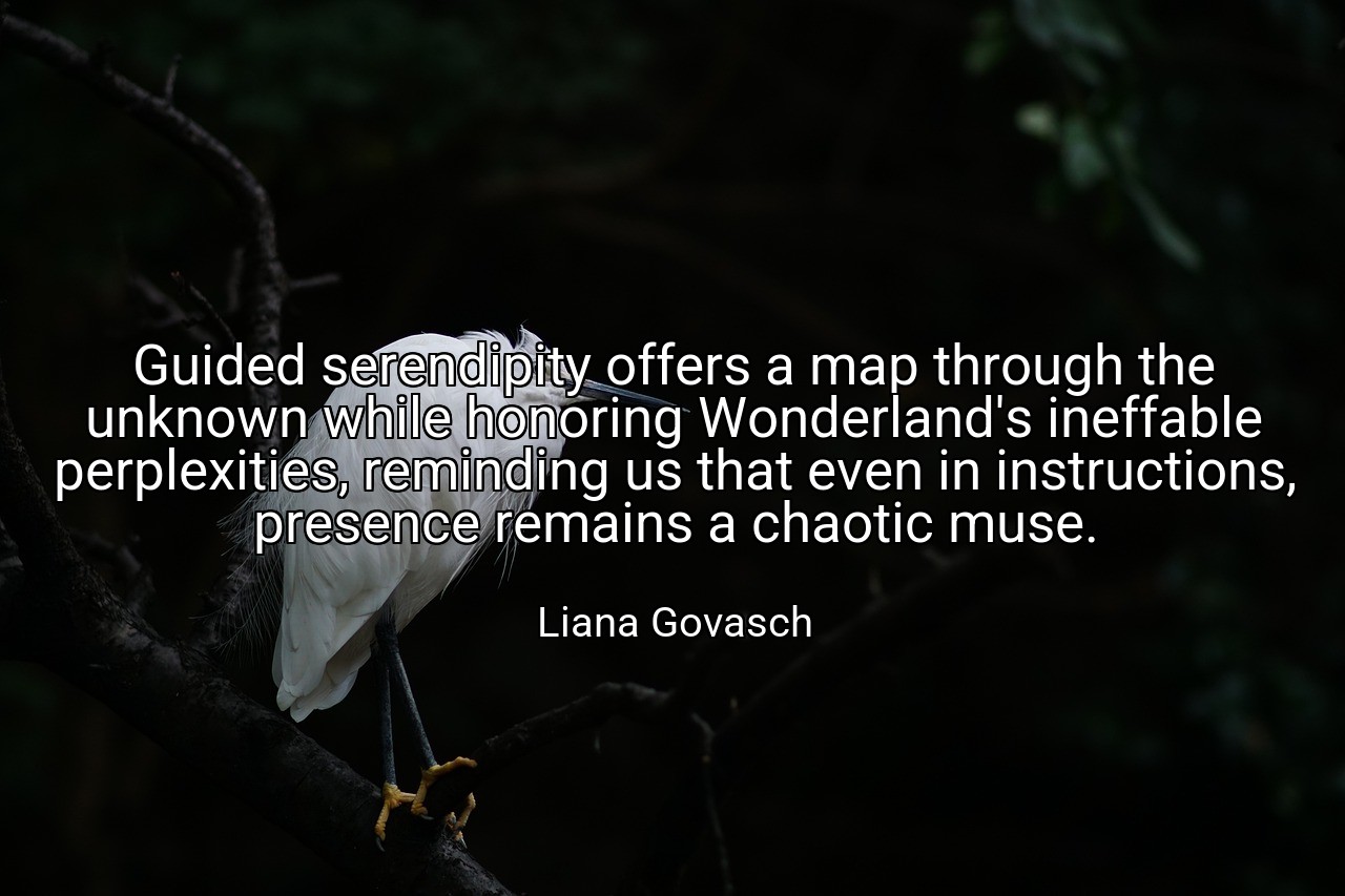Guided serendipity offers a map through the unknown while honoring Wonderland's ineffable perplexities, reminding us that even in instructions, presence remains a chaotic muse. - Liana Govasch