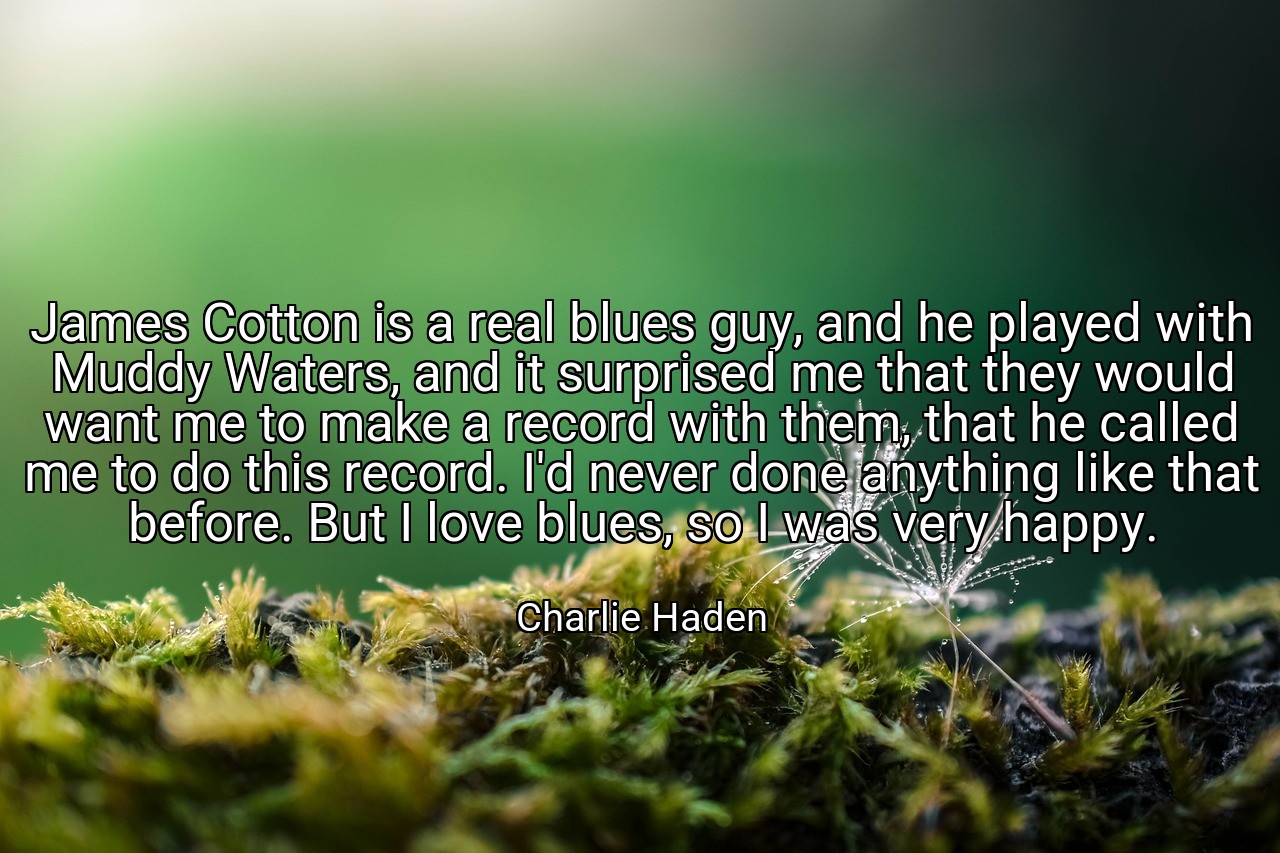 James Cotton is a real blues guy, and he played with Muddy Waters, and it surprised me that they would want me to make a record with them, that he called me to do this record. I'd never done anything like that before. But I love blues, so I was very happy. - Charlie Haden