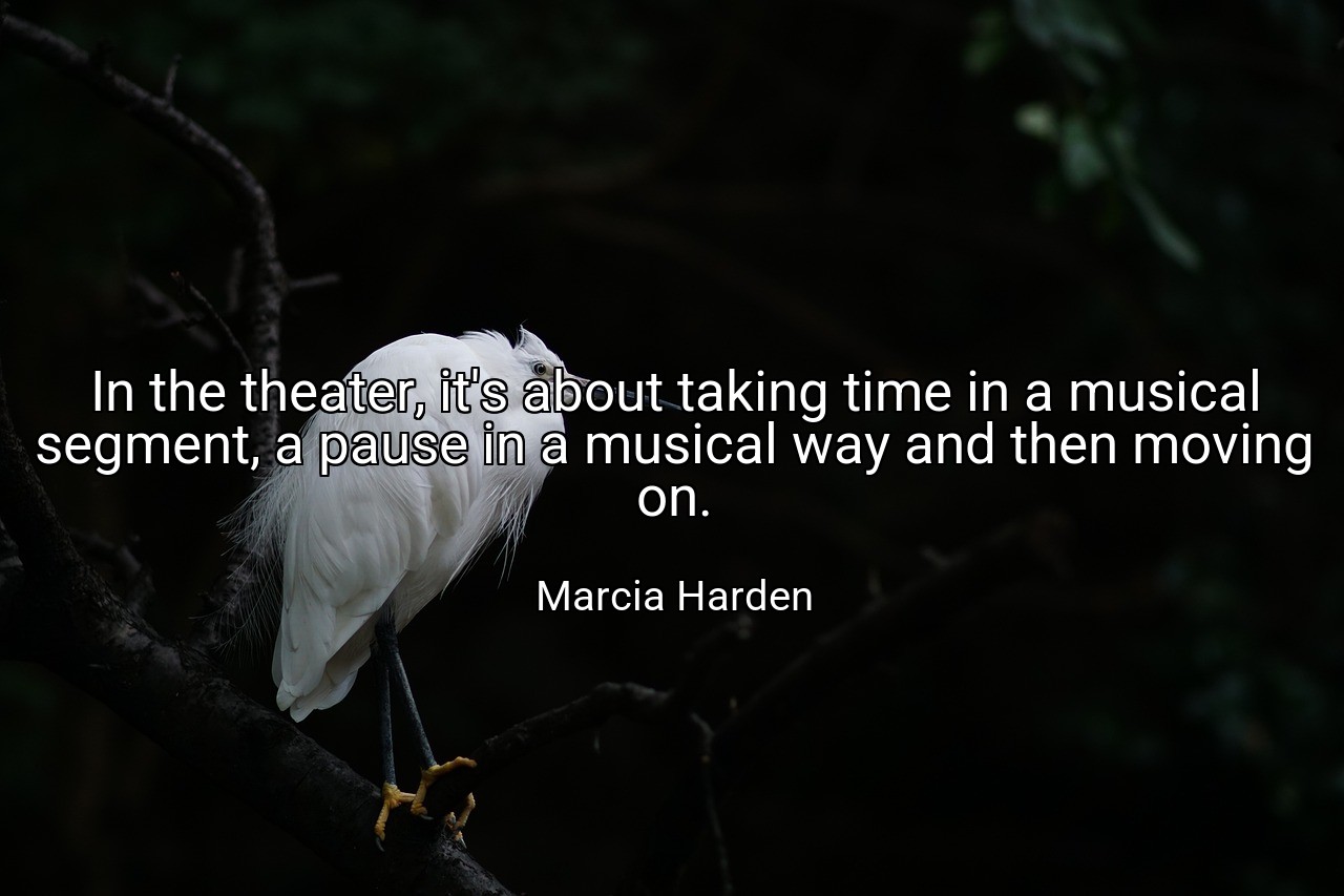 In the theater, it's about taking time in a musical segment, a pause in a musical way and then moving on. - Marcia Harden